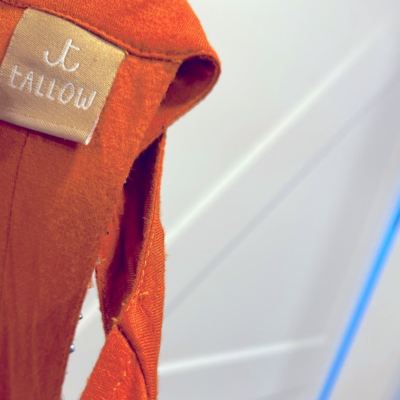 open back sparkle beads on center strap, pumpkin orange maxi dress knit stretchy - Picture 8 of 11